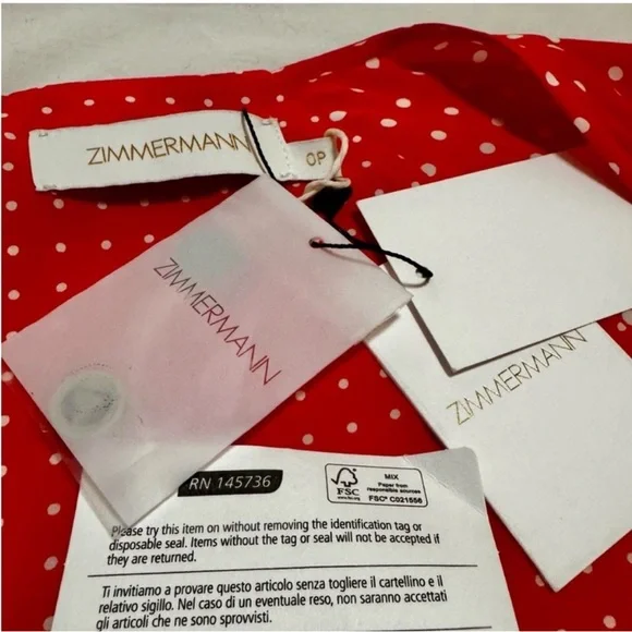 NWT Zimmermann 100% Silk Red Polka Dot Wrap Top | US Size 2P - Picture 5 of 9